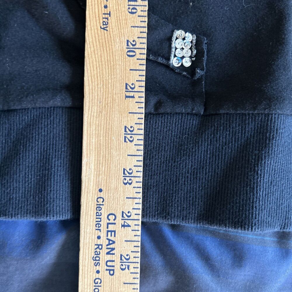 BOSTON PROPER Y2K Bling Hoodie Womens Small Black Fleur De Lis Rhinestone Jacket - Picture 9 of 11